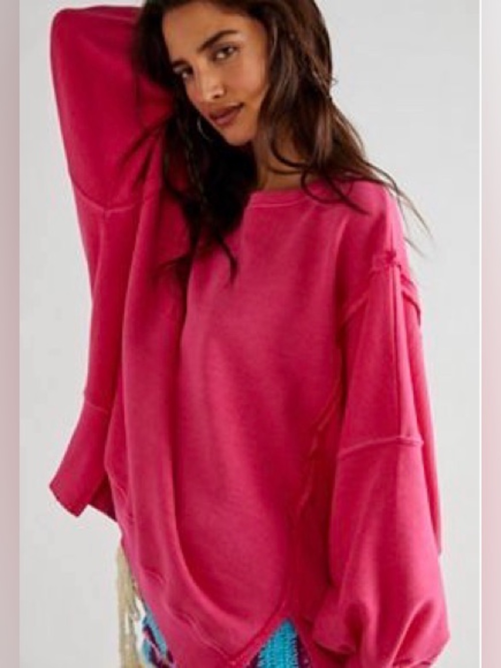 Free People Hot Pink Camden Sweatshirt